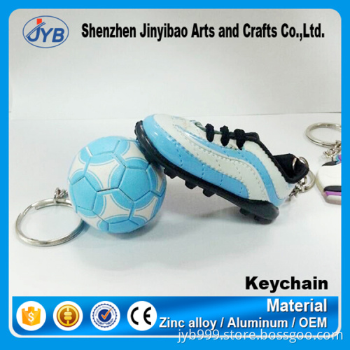 hot sale type football and shoe keyring plastic soccer shoes keychain